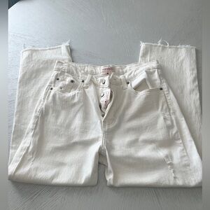 Lucky Brand Cropped Button Fly Jeans | Size 8/29 | Raw Hem Boho Grunge Denim